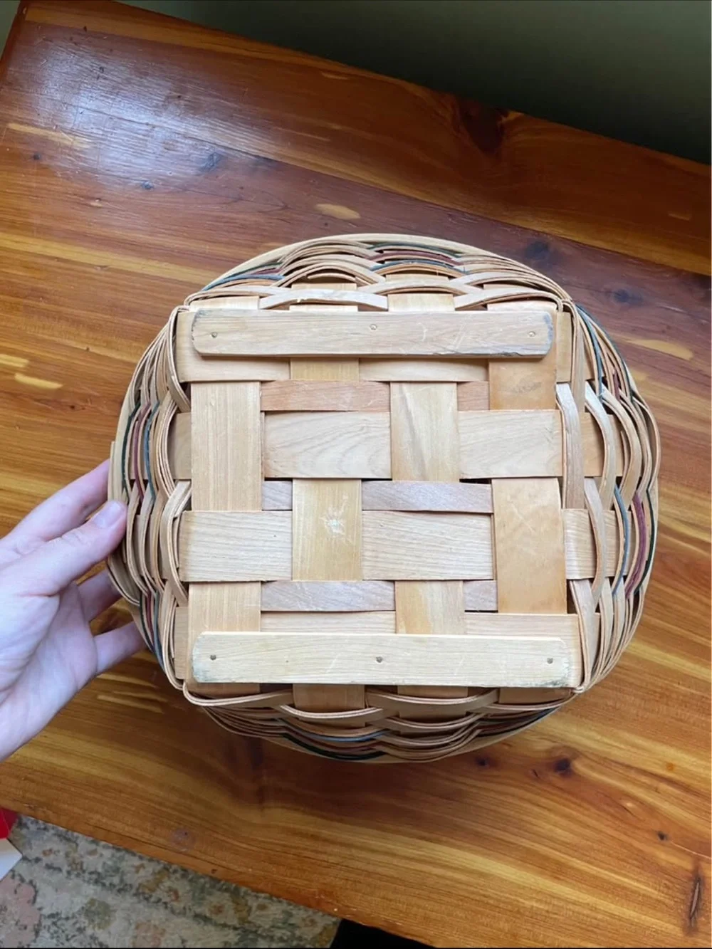 Handmade woven wicker wood basket